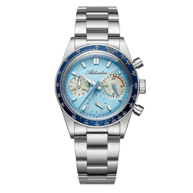 [AD2539] Addiesdive AD2539 37mm VK63 Racing Chronograph - Sky blue