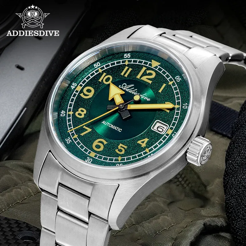 Addiesdive AD2055 Sunburst Automatic 39 Saphir - Green